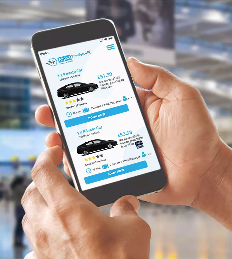 Booking an airport taxi on mobile app
